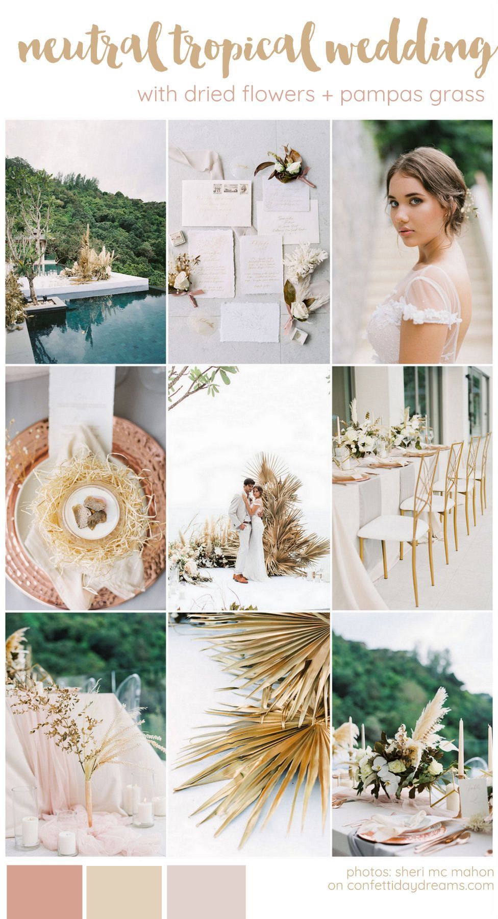 Tropical Elegance: Dried Flowers + Pampas Grass Wedding -   15 wedding Rose Gold inspiration boards ideas