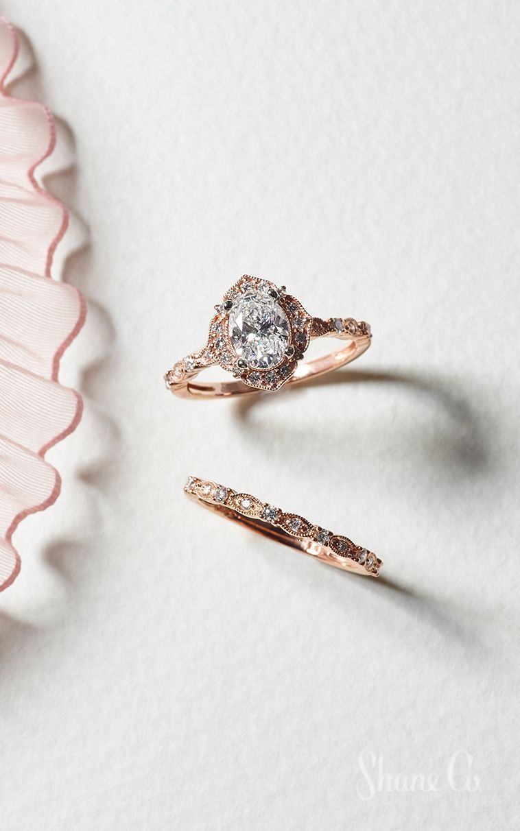 Vintage Oval Halo Diamond Engagement Ring -   15 wedding Rose Gold inspiration boards ideas