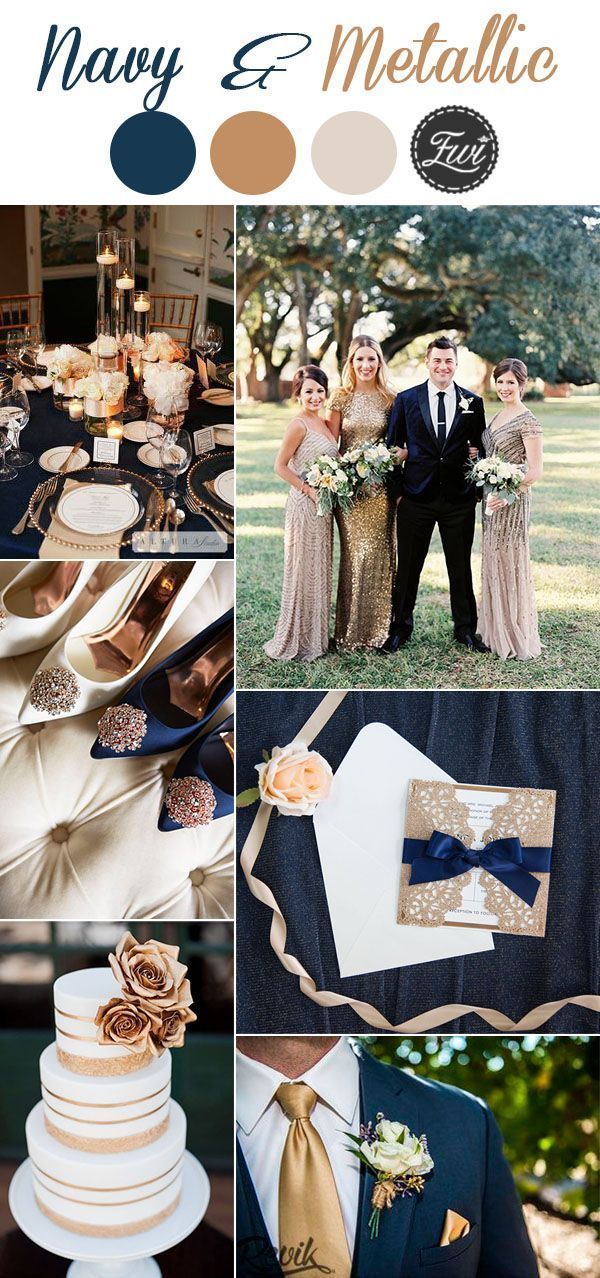 7 Classic Navy Blue Wedding Colors with Matching Wedding Invitations -   15 wedding Rose Gold inspiration boards ideas