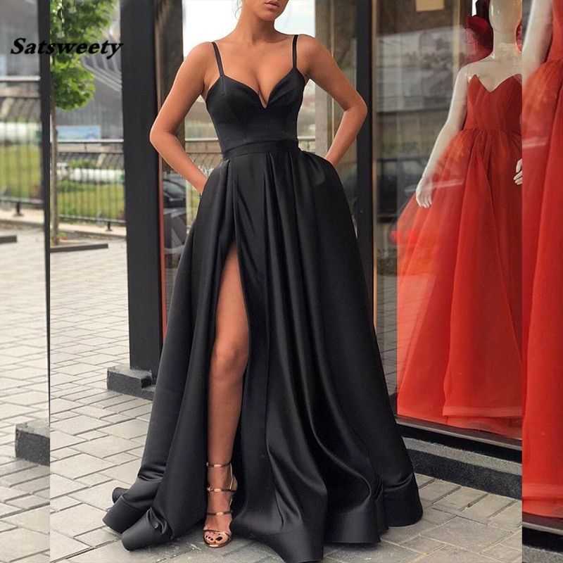 Pockets Side Split Satin Prom Dress NA01 -   16 dress Long 2018 ideas