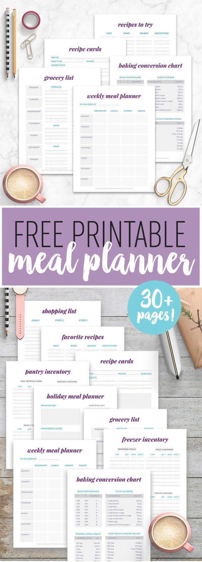 Free Printable Meal Planner - Printable Recipe Binder -   16 fitness Design free printable ideas