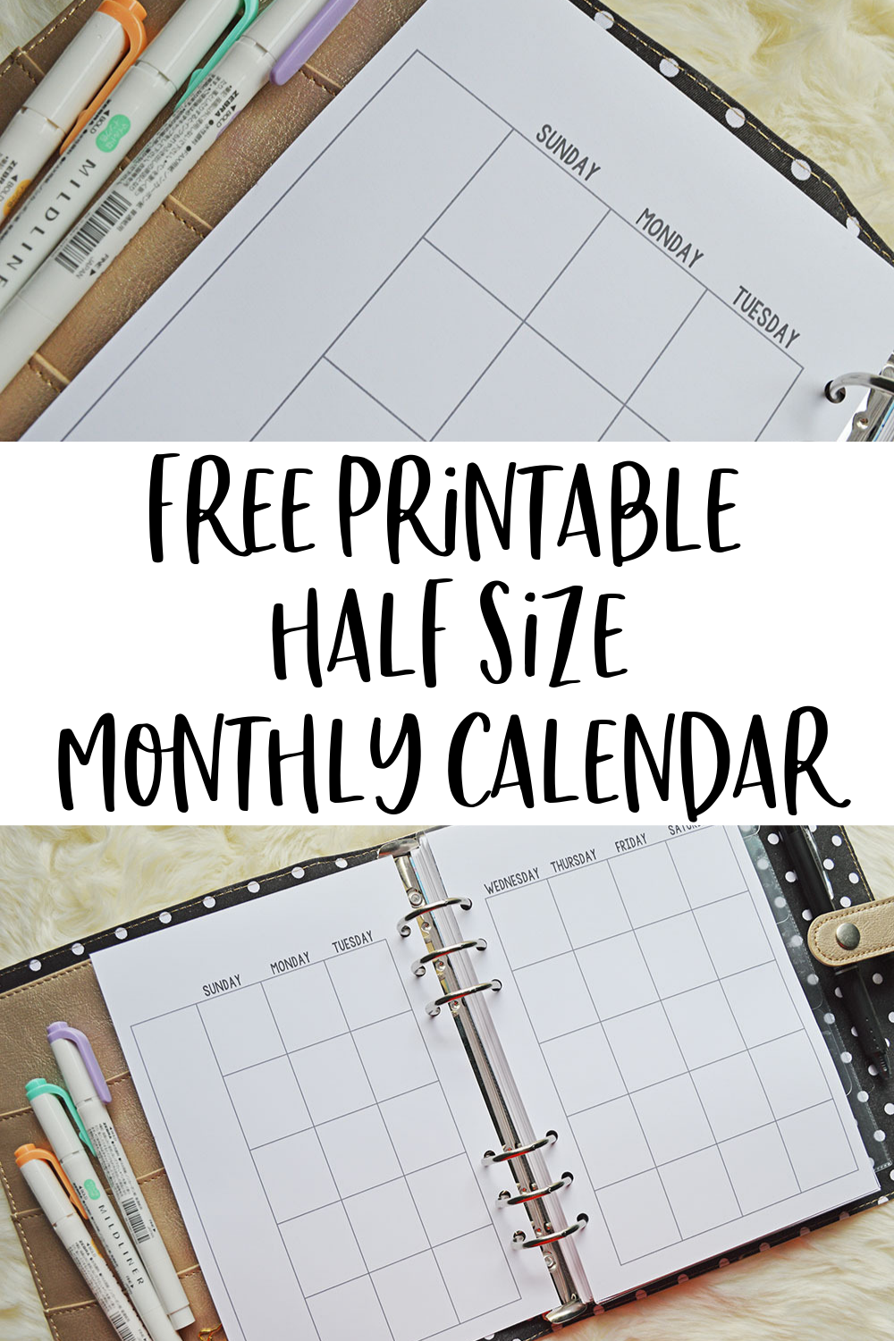 Free Printable Half Size Monthly Calendar For Your A5 Planner -   16 fitness Design free printable ideas
