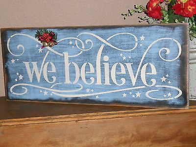 Details about WE BELIEVE Christmas wood sign w/Holiday Bells and Berries primitive -   16 holiday Signs vinyls ideas