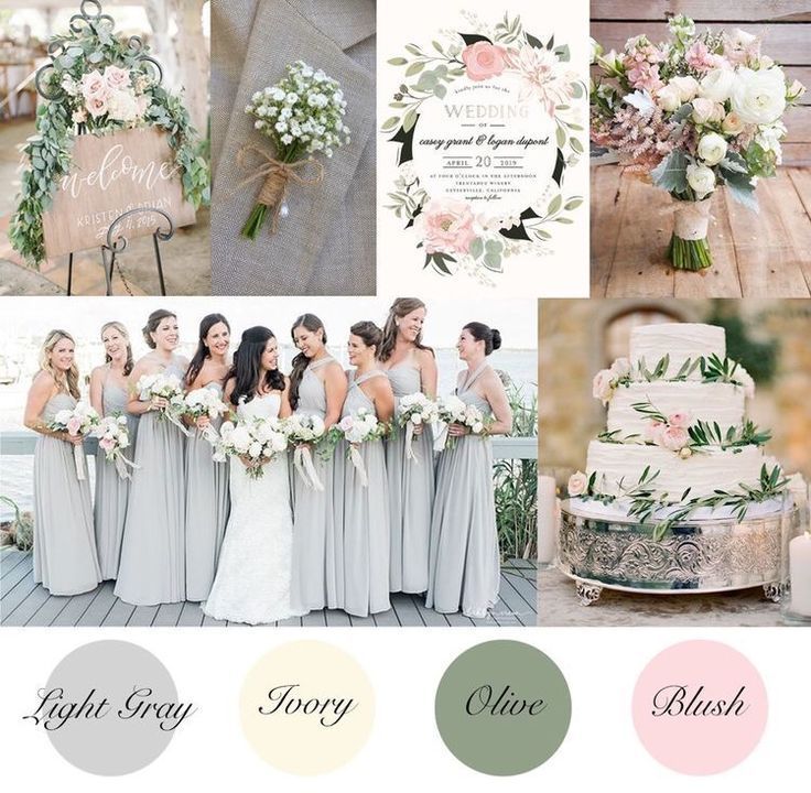 Light gray, ivory, olive, and blush summer wedding colors. Wedding inspiration s… – pictures -   16 wedding Summer colour palettes ideas