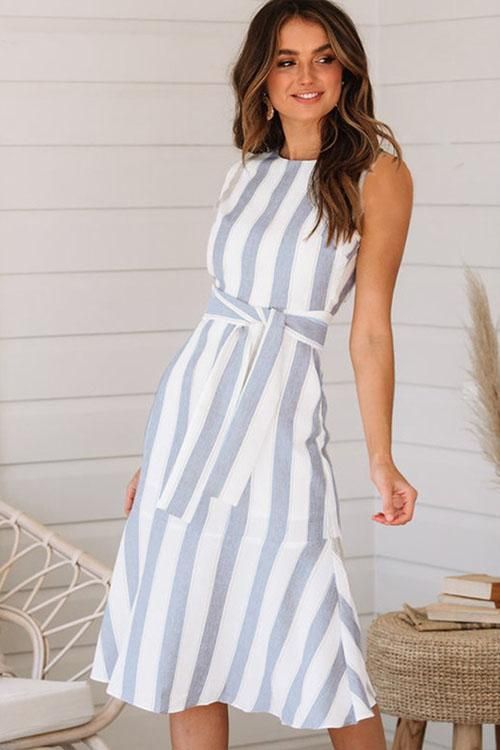 Summer Tail Stripe Sleeveless Dress -   17 sleeveless dress Summer ideas