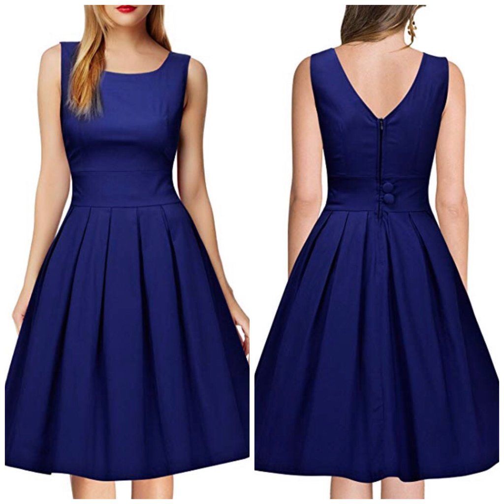 Blue Vintage Inspired Sleeveless Dress, Sizes Small - 2XLarge -   17 sleeveless dress Summer ideas