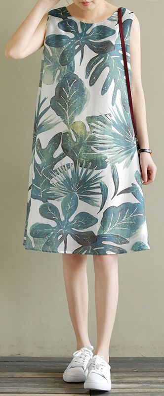 French green print dresses sleeveless Vestidos De Lino summer Dress -   17 sleeveless dress Summer ideas