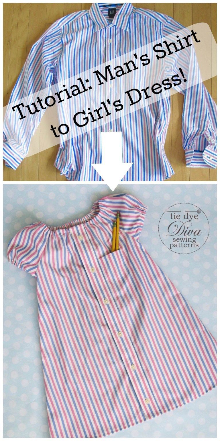 Man's Dress Shirt to Girl's Peasant Dress Upcycle -   18 dress Patterns peasant ideas