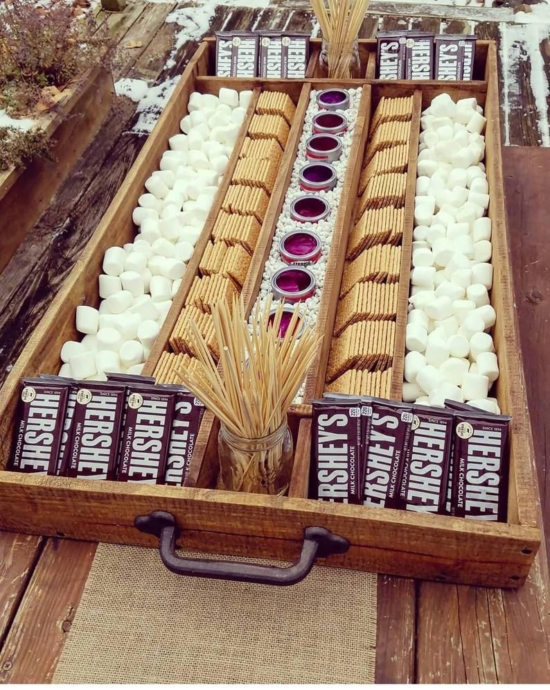 Extra Large Rustic Wood S'mores Station, S'mores Bar, Party Station, Wedding S'mores Roasting Statio -   18 wedding Rustic party ideas