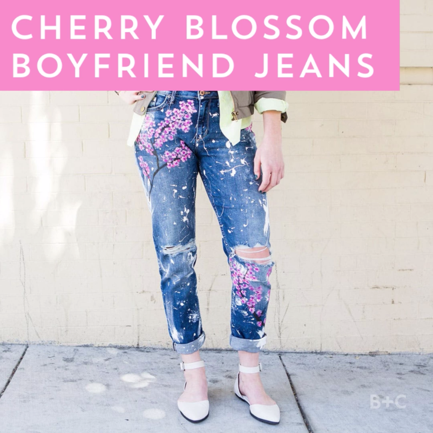 How to DIY Blake Lively's $500 Cherry Blossom Boyfriend Jeans -   23 DIY Clothes Videos scarf ideas