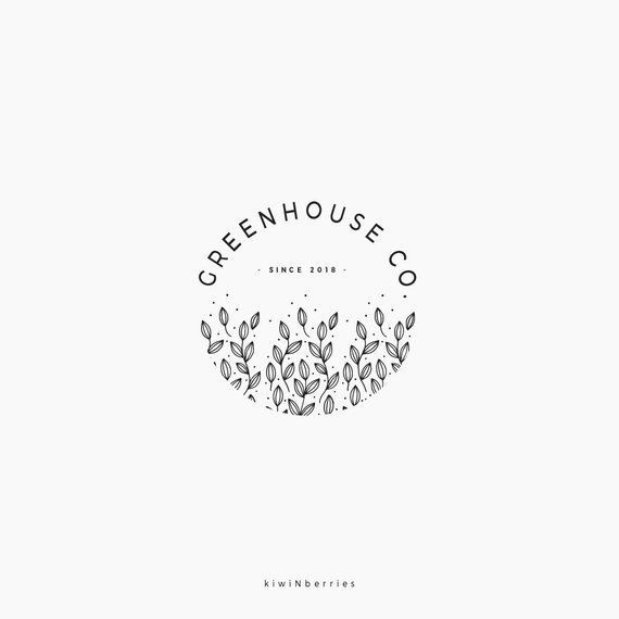 Premade logo design, Round botanical logo, Greenery logo, Farmhouse greenhouse, Circle logo design, Black and white, watermark logo -   8 planting Logo ideas