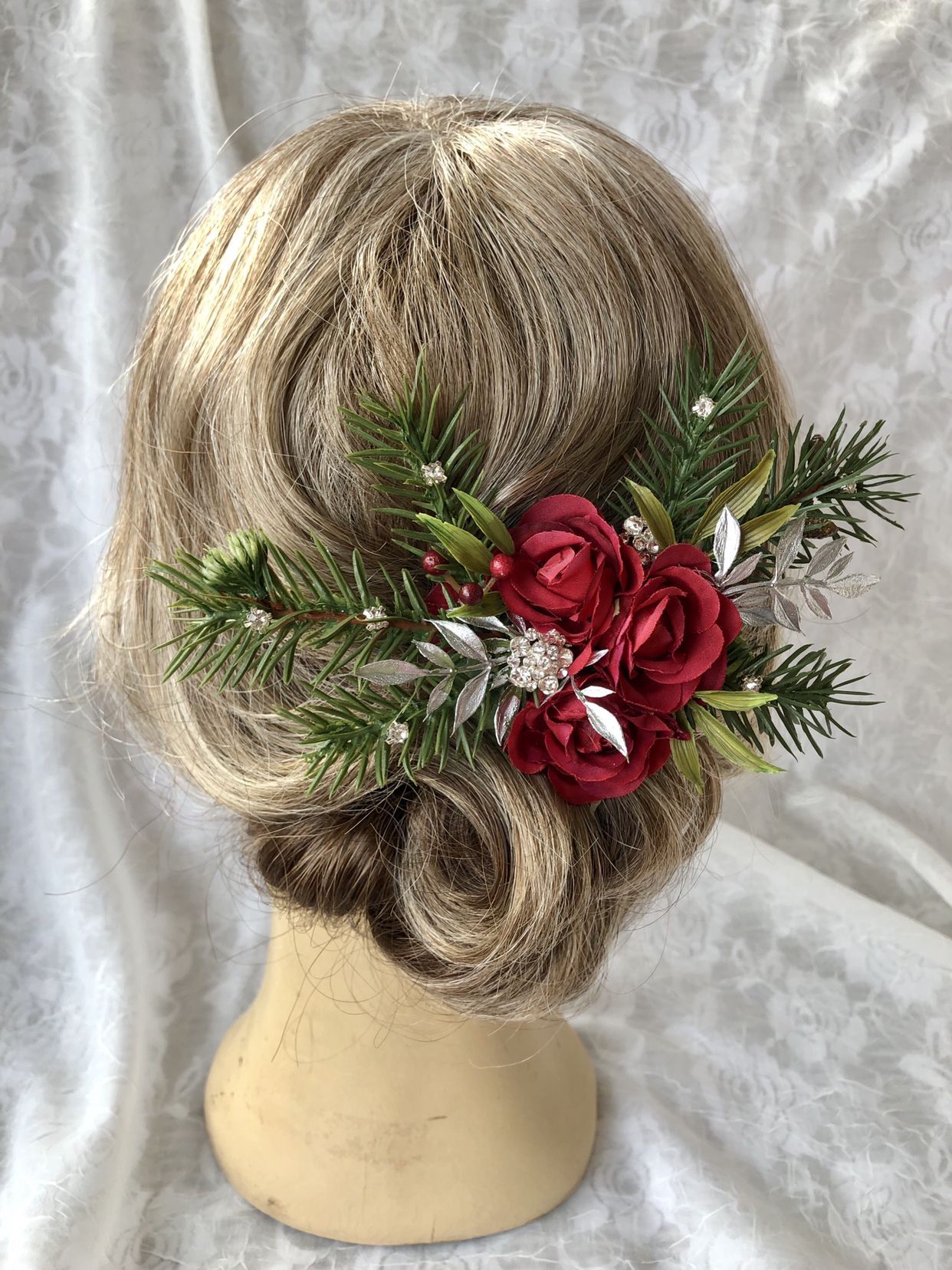 Christmas hair clip, holiday hair piece, winter engagement photos, Christmas bride -   8 winter wedding Hairstyles ideas