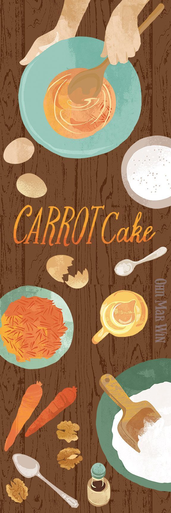 Carrot cake illustration for food magazine Thoorq. Food illustration baking Ohn ...,  #Baking... -   10 carrot cake Drawing ideas