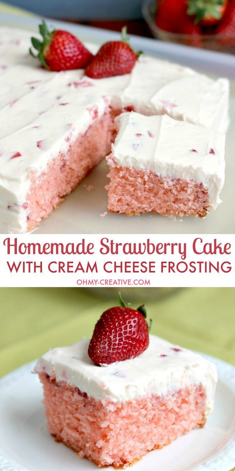 Strawberry Cake With Whipped Cream Cheese Frosting -   11 cake Strawberry whipped cream ideas