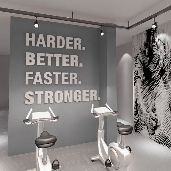 Gym, Gym Decor, Harder, Better, Faster, Stronger, Gym Stickers, Wall Decor, Wall Art, 3D, 3D Art, Wall Hangings, Signs, Gift - SKU:HBFS3D -   11 creative fitness Room ideas