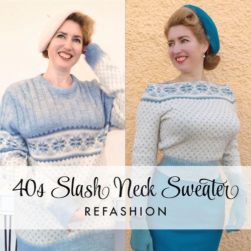 1940s Slash-neck Sweater Refashion -   11 DIY Clothes Sweater closet ideas