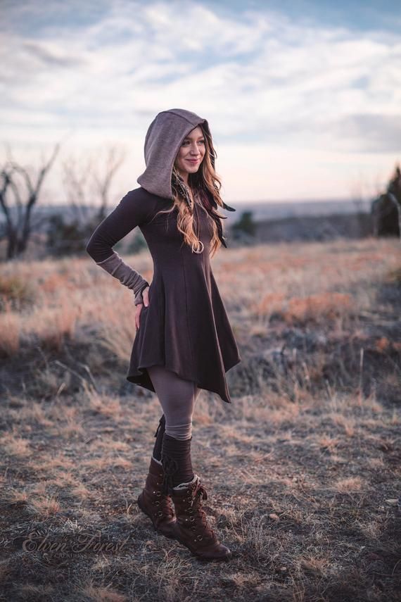 Sweater Warmer Dress ~ Structured Hood with arm warmers and thumbholes ~ Elven Forest ~ Winter Dress -   11 DIY Clothes Sweater closet ideas