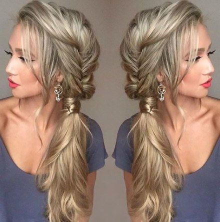 Hair bridesmaid side swept braid 28  Ideas -   11 hair Prom extensions ideas