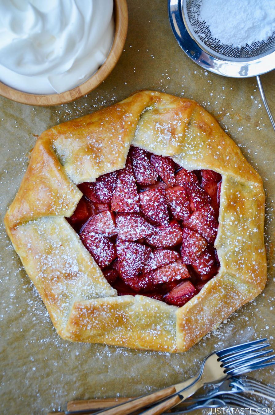 Simple Strawberry Galette with Whipped Cream -   12 desserts Strawberry ovens ideas