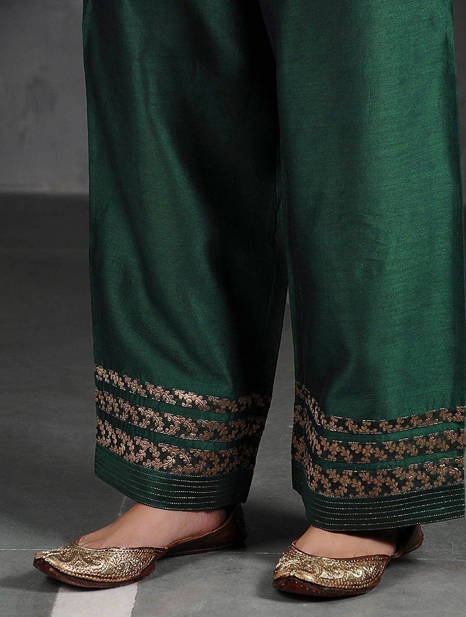 Green Silk Cotton Pants with Brocade -   12 dress Designs pants ideas
