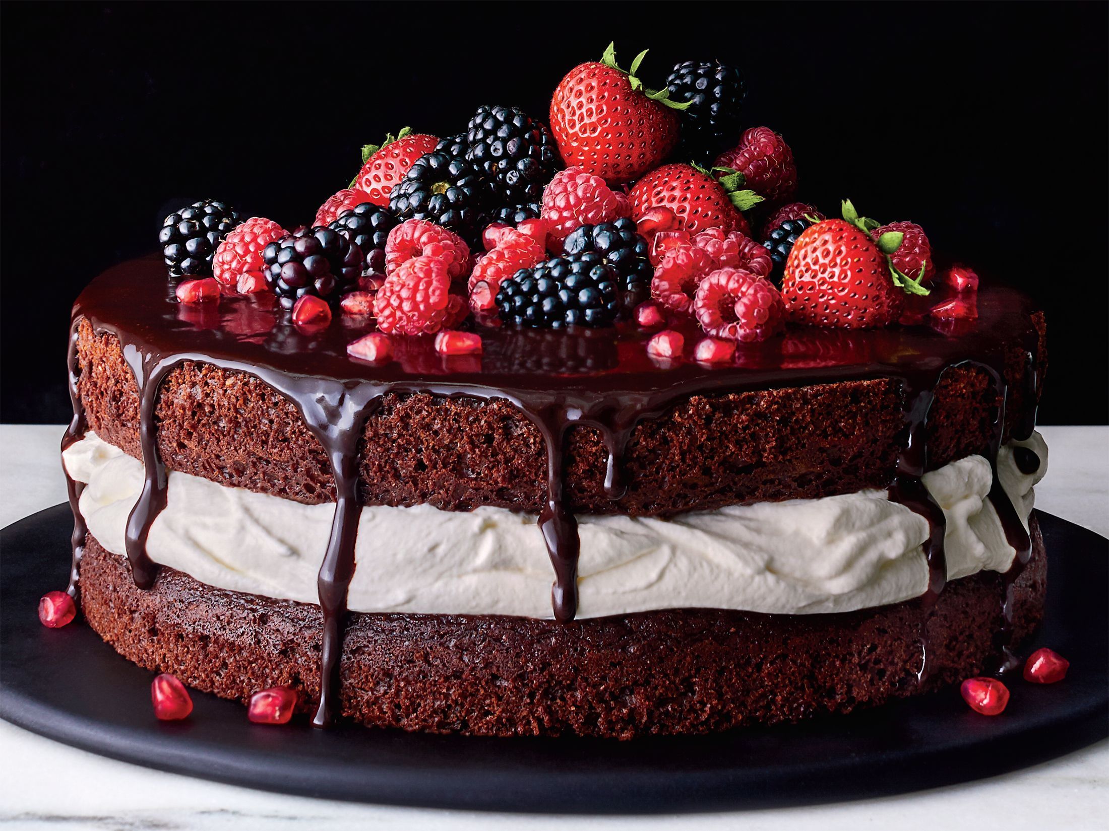 Chocolate-and-Cream Layer Cake -   13 cake Fruit topping ideas