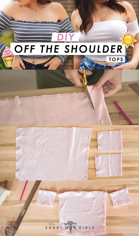 DIY TIGHT OFF THE SHOULDER TOP -   13 DIY Clothes For Summer hooks ideas