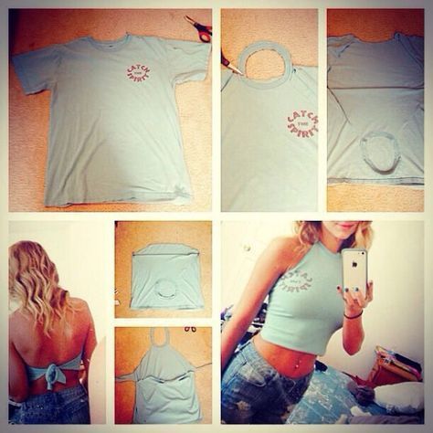 Creative DIY Tutorials To Turn On Your Old T-shirt Into A Modern Summer Crop Top -   13 DIY Clothes For Summer hooks ideas