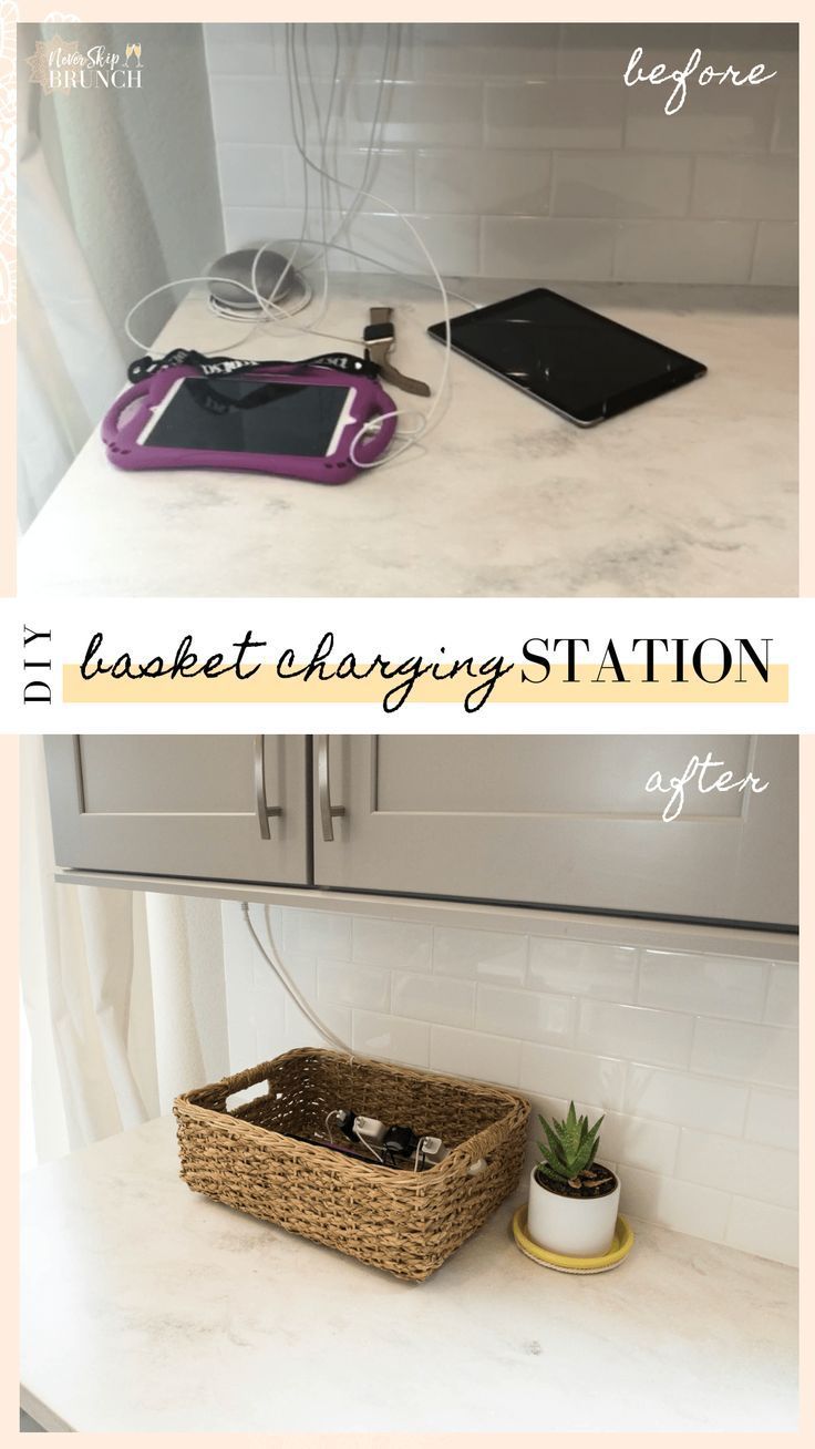 Organize your devices with an easy DIY basket charging station -   13 room decor Easy charging stations ideas