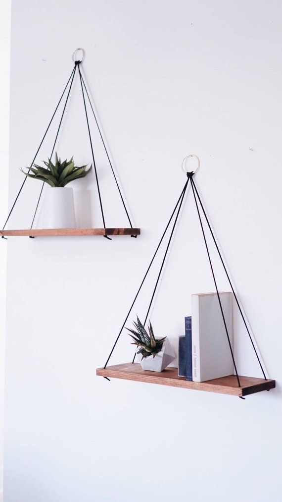 Hanging Shelves / Set of 2 Large Shelves / Floating Shelves / Swing Shelves -   13 room decor Shelves simple ideas