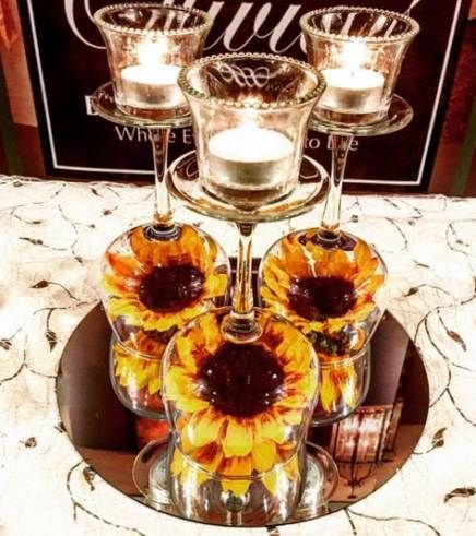 Wedding sunflower centerpieces wine glass 58 ideas -   13 wedding Sunflower ideas