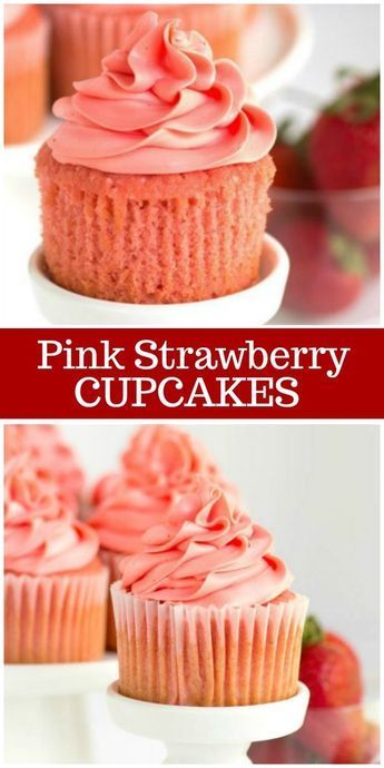 Pink Strawberry Cupcakes -   14 cup cake Strawberry ideas