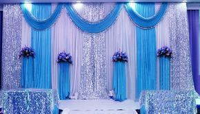 Details about 20'X10' Pleated Wedding Backdrop Curtain Background Decor Sparkly Sequin Swag -   14 wedding Blue backdrop ideas