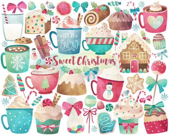 Watercolor Christmas Clipart - Christmas Clipart, Watercolor Clipart, Christmas Sweets & Treats Digital Clip Art, Unique Holiday Printables -   15 holiday Design sweets ideas