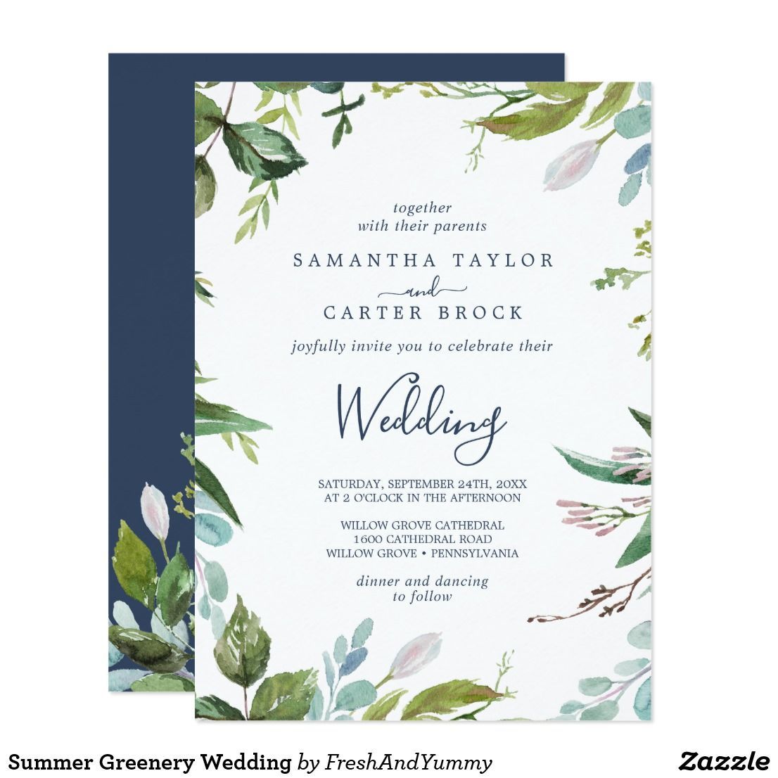 Summer Greenery Wedding Invitation | Zazzle.com -   15 wedding Bohemian invitation ideas