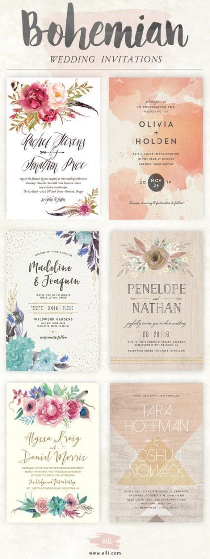 15 wedding Bohemian invitation ideas