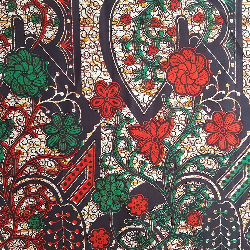 Green and Red Floral Ankara- 1 Yard -   16 african fabric crafts Videos ideas