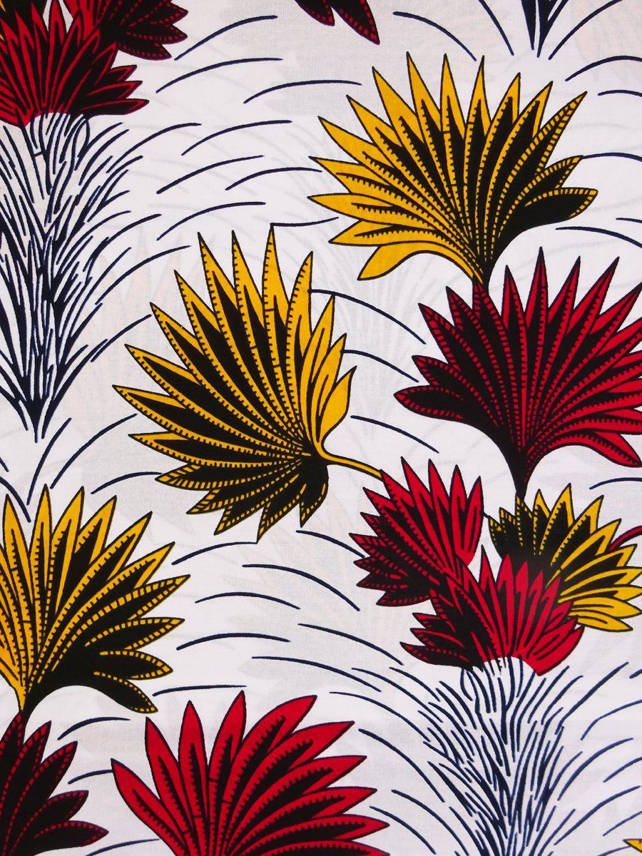 African fabric by the yard Ankara fabric for dress skirt headtie white yellow and red flowers print cotton sewing material -   16 african fabric crafts Videos ideas