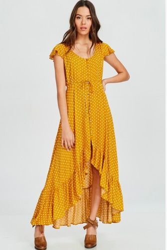 Dotty & Me Mustard and White Polka Dot Maxi Dress -   16 dress Yellow boho ideas