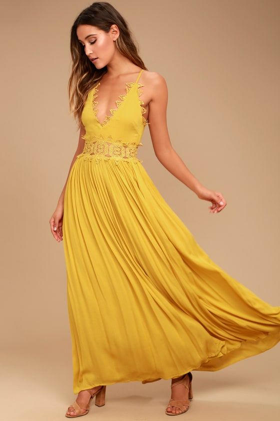 Lulus | This is Love Mustard Yellow Lace Maxi Dress | Size X-Small | 100% Polyester -   16 dress Yellow boho ideas