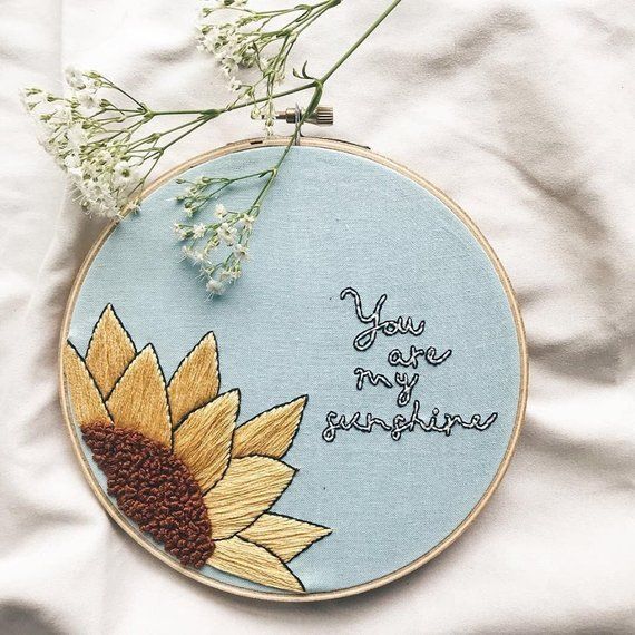 You Are My Sunshine | Sunflower Embroidery | Sunshine Embroidery Hoop | Nursery Decor | Mothers Day -   16 fabric crafts Nursery embroidery hoops ideas