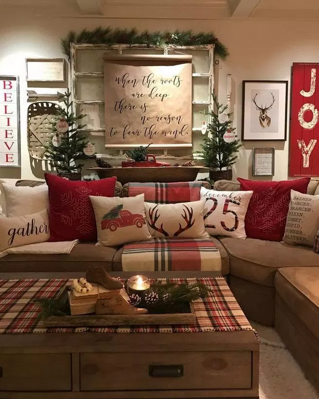 16 Wonderful Farmhouse Living Room Decor Design Ideas -   17 holiday Christmas ideas