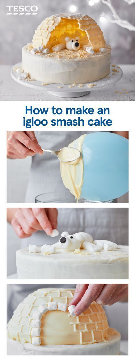 How to make an igloo smash cake -   18 cute cake ideas