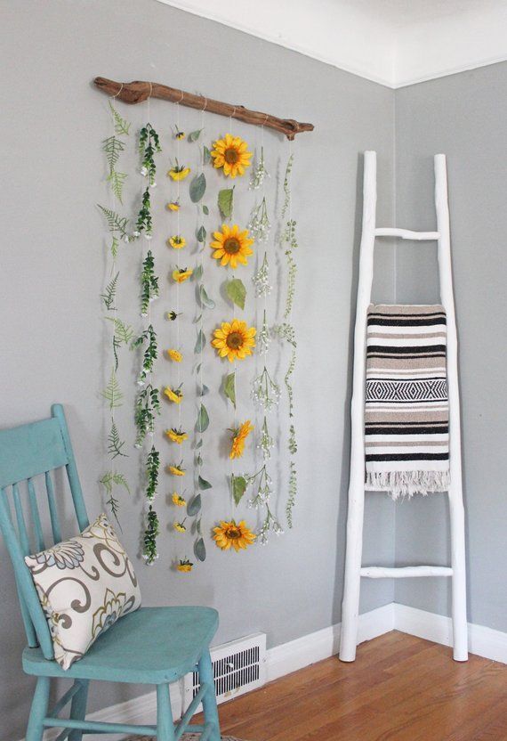 Sunflower Wall Decor, Sunflower Wall Hanging, Sunflower Decor Boho Flower Wall Hanging, Boho Wall Hanging, Wall Hanging Boho Home Decor -   19 room decor Wall bedroom ideas