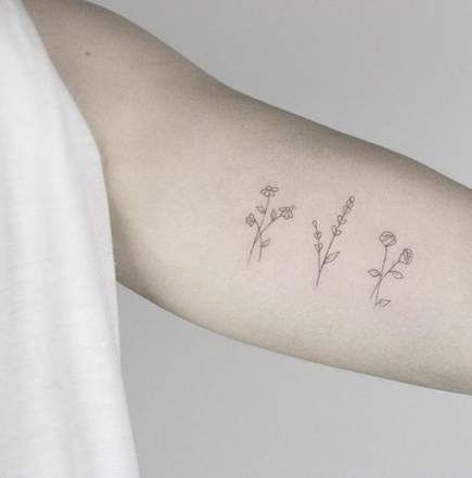 Flowers Bouquet Tattoo Three 64 Ideas -   7 plants Tattoo bouquets ideas