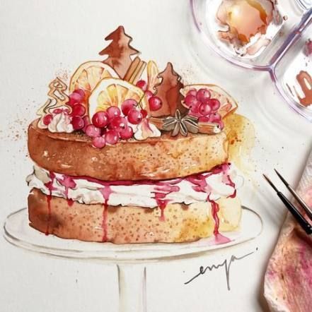 Cake drawing desserts 60+ Best Ideas -   8 cake Illustration watercolour ideas