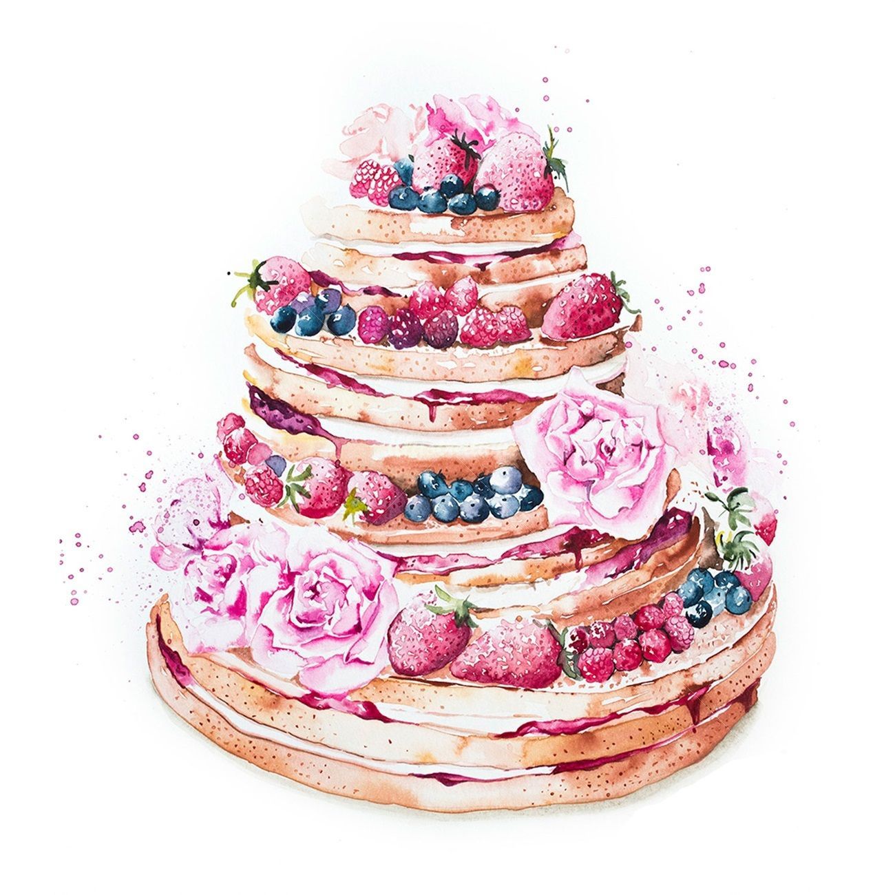 Enya Todd - fruit/floral cake -   8 cake Illustration watercolour ideas