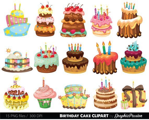 Birthday Cake Clipart. Cake Illustration. Birthday Cake Digital Images. Colorful Birthday Cake Clipart -   8 cake Illustration watercolour ideas