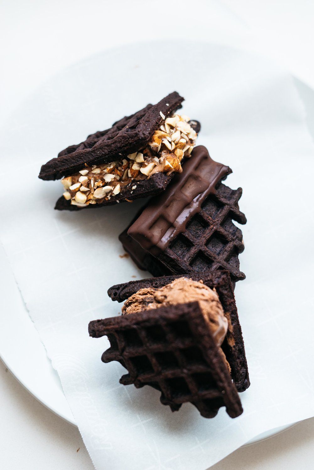 Dark Cocoa Waffle Ice Cream Sandwiches -   10 cake Ice Cream breakfast ideas