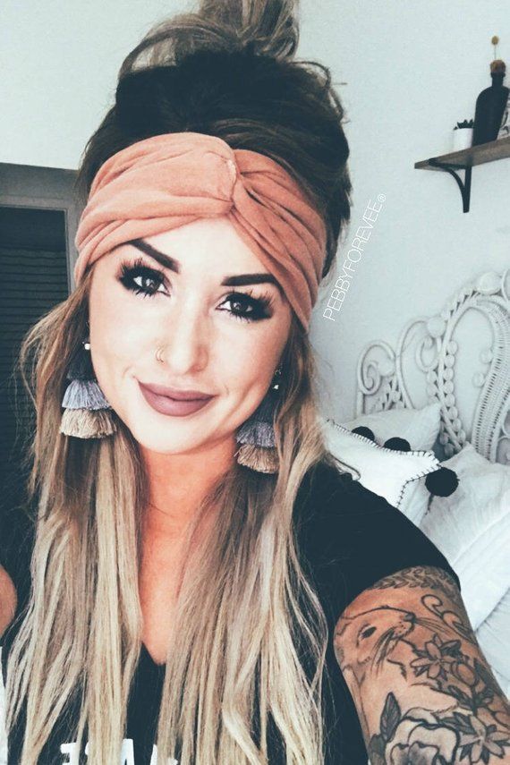 Cognac Scrunch Headband, Extra Wide Headband, Jersey Headband, Turban Jersey Headband, Boho Headband, Boho head wrap (women, teen girls) -   11 bandeau hairstyles Headband ideas