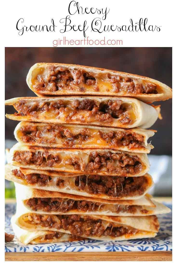 Cheesy Ground Beef Quesadillas -   11 healthy recipes Wraps ground beef ideas